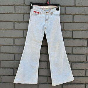 RARE Vintage Casual trendy Denim Flared Jeans Light Wash Girls 5-6 Years Hi-Rise
